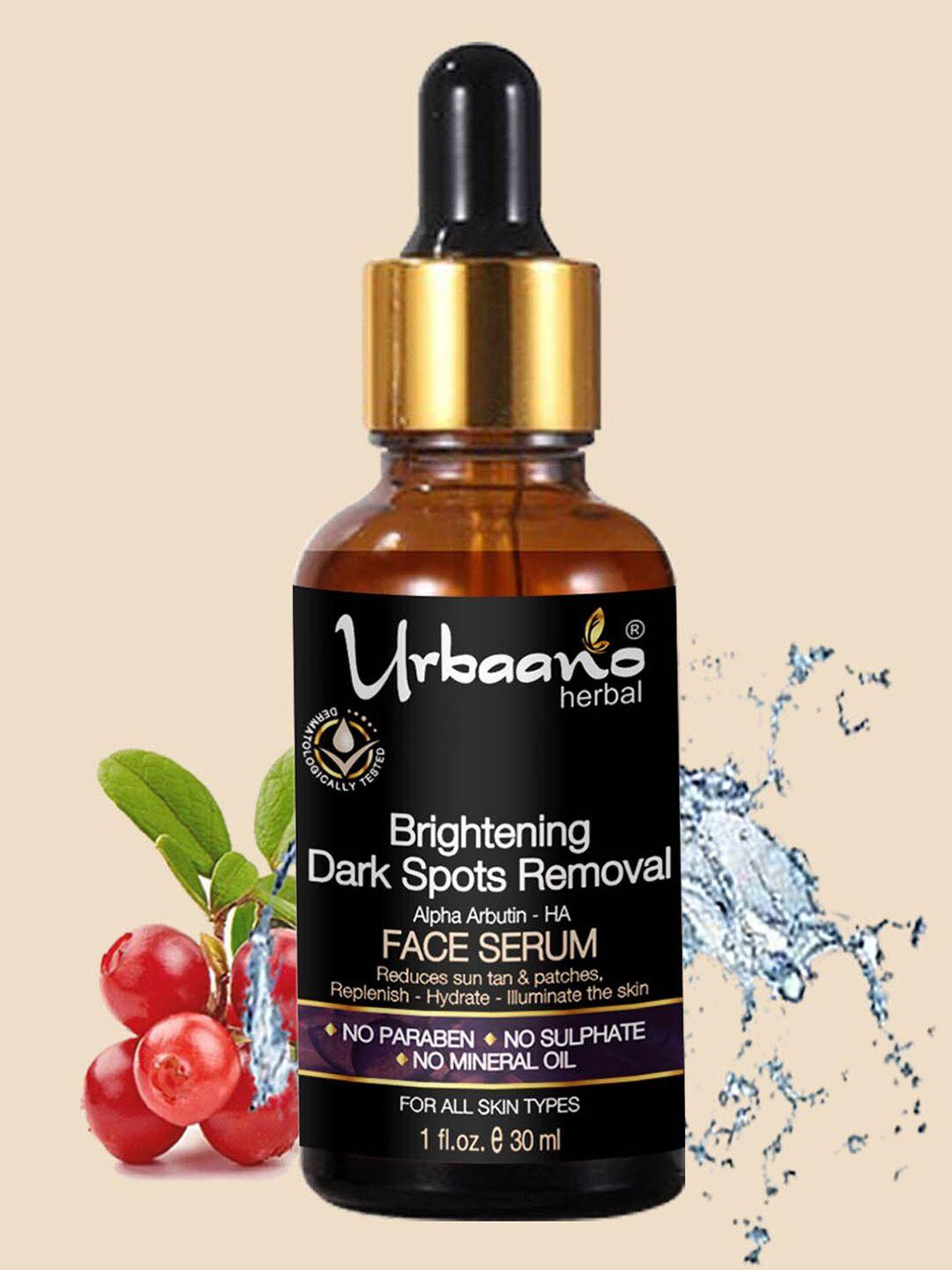 urbaano herbal brightening dark spots removal alpha arbutin - ha face serum - 30ml