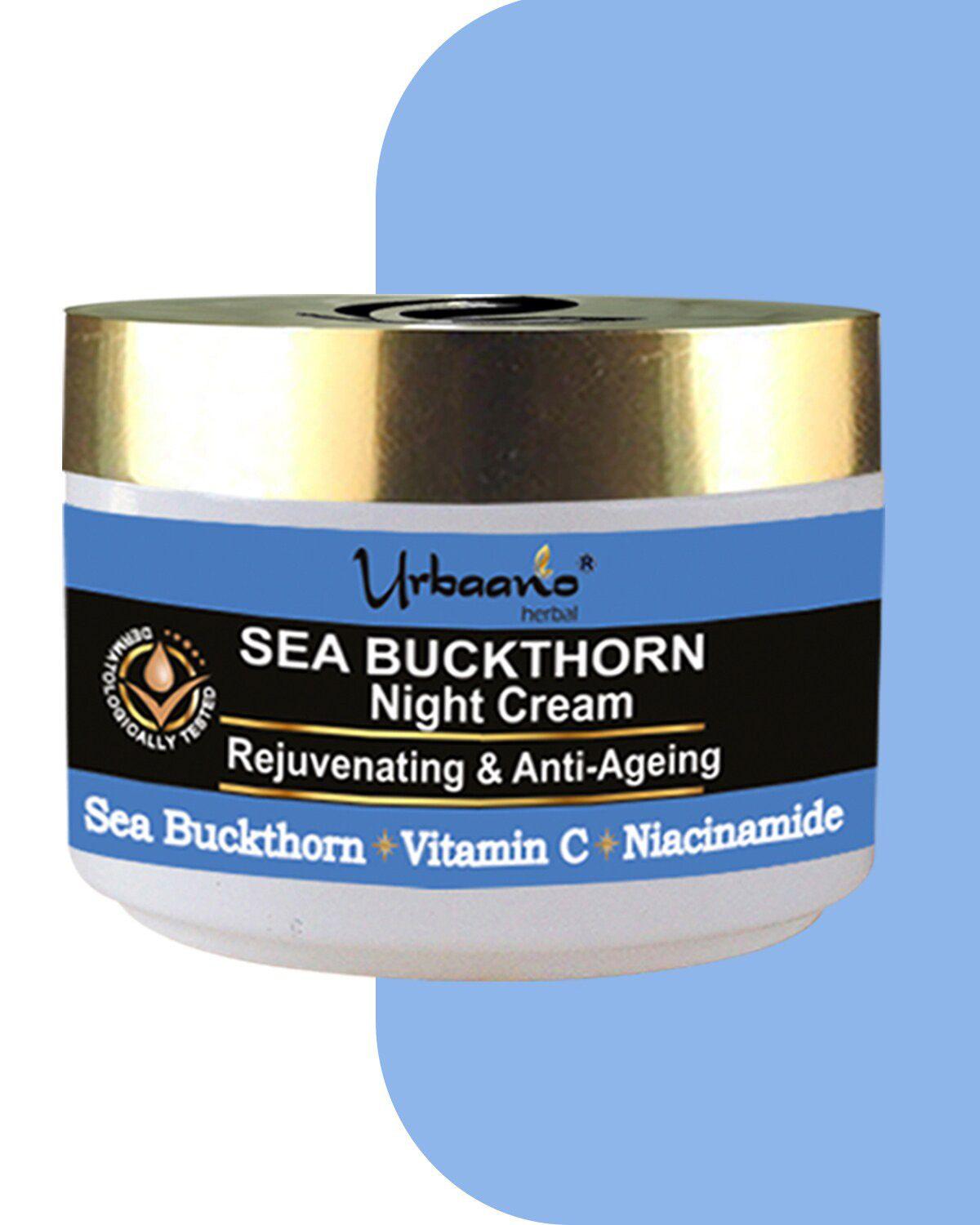 urbaano herbal sea buckthorn rejuvenating & anti ageing night cream with niacinamide - 50g