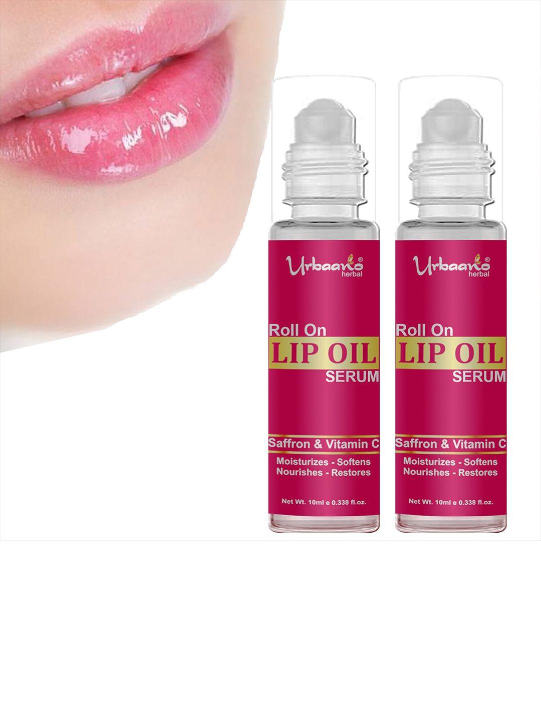 urbaano herbal set of 2 saffron & vitamin c roll on lip oil serum 20ml