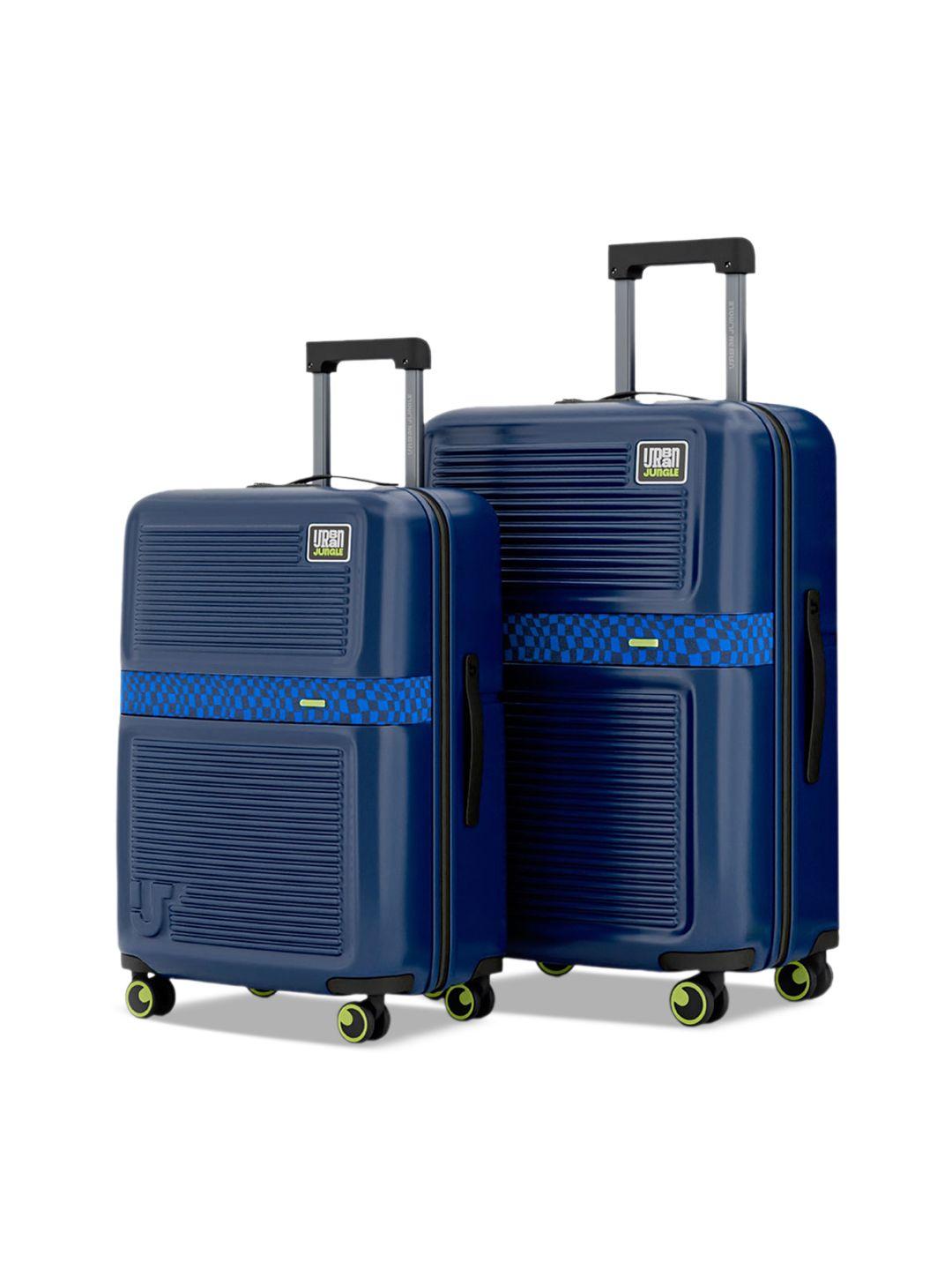 urban jungle set of 2 navy blue small & medium hard luggage trolley