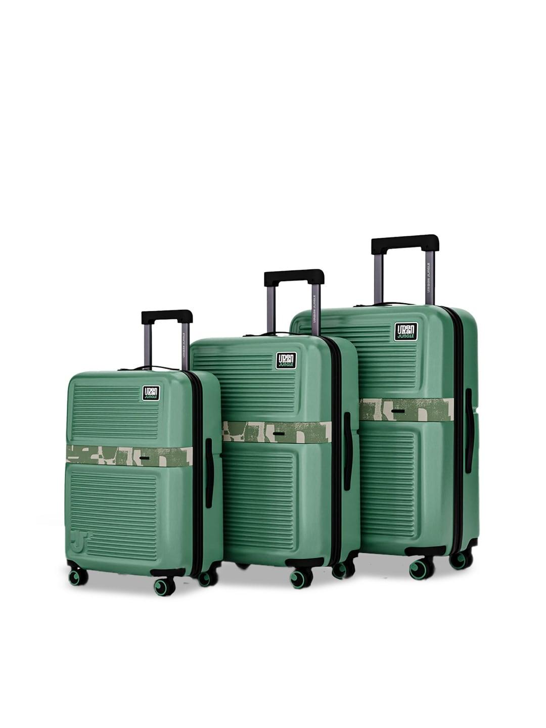 urban jungle set of 3 olive green hard luggage trolley