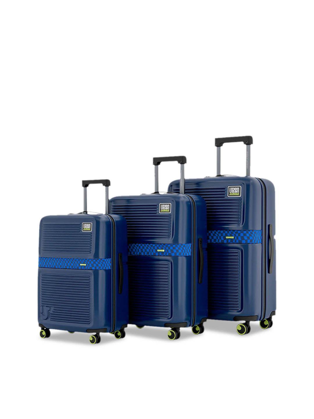urban jungle set of 3 textured hard sided trolley suitcase