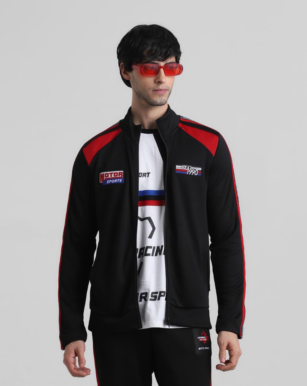 urban racers by black colourblocked zip-up sweatshirt