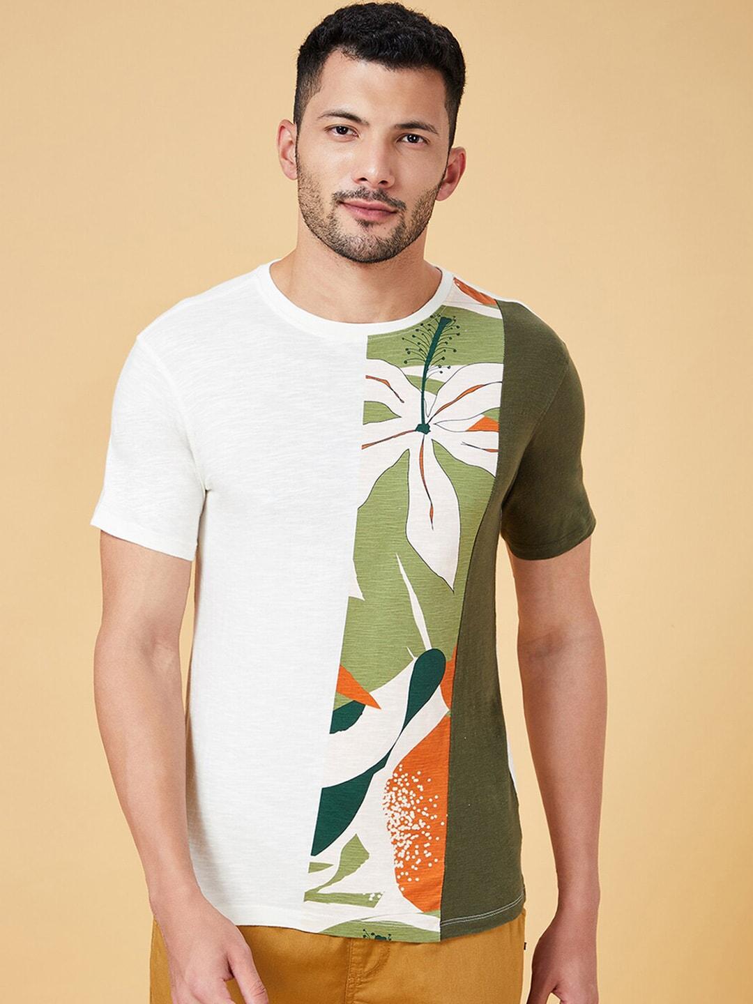 urban ranger by pantaloons colourblocked slim fit cotton t-shirt