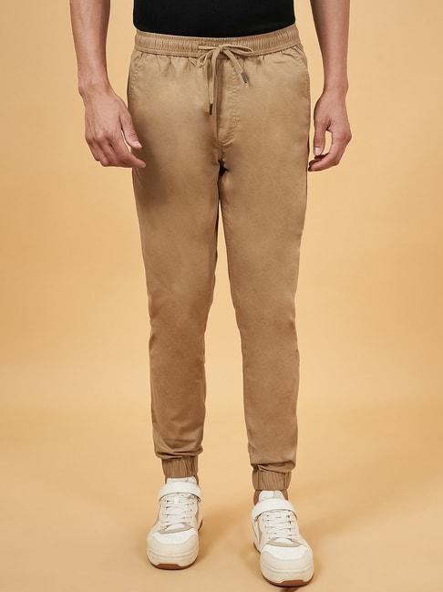 urban ranger by pantaloons khaki cotton slim fit jogger pants