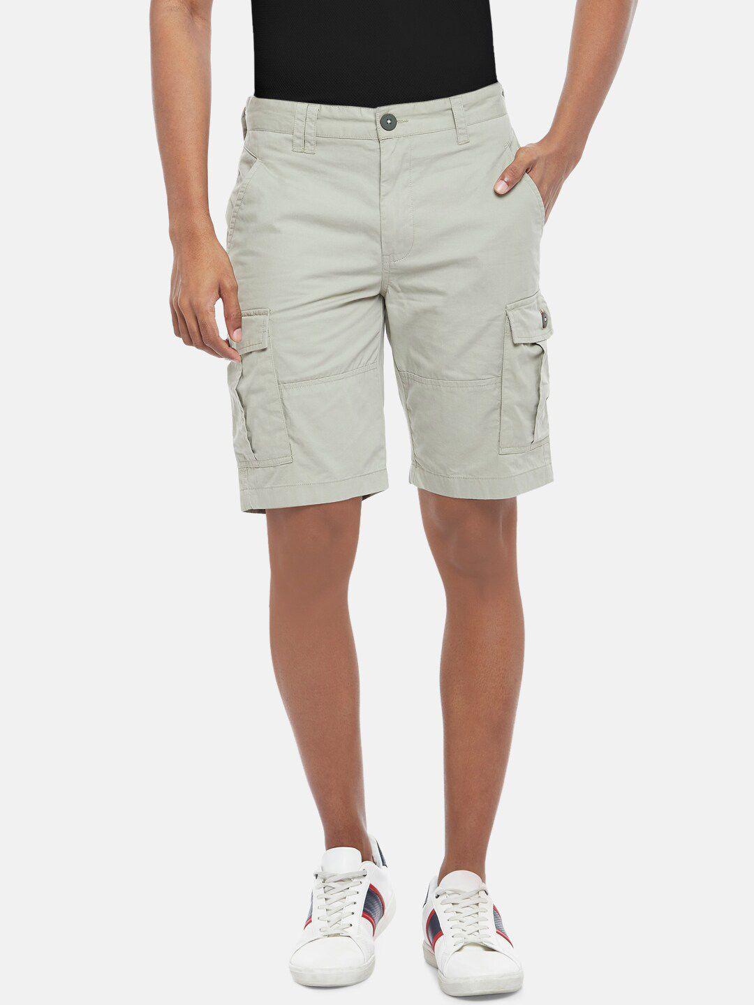 urban ranger by pantaloons men cream-coloured slim fit cargo shorts