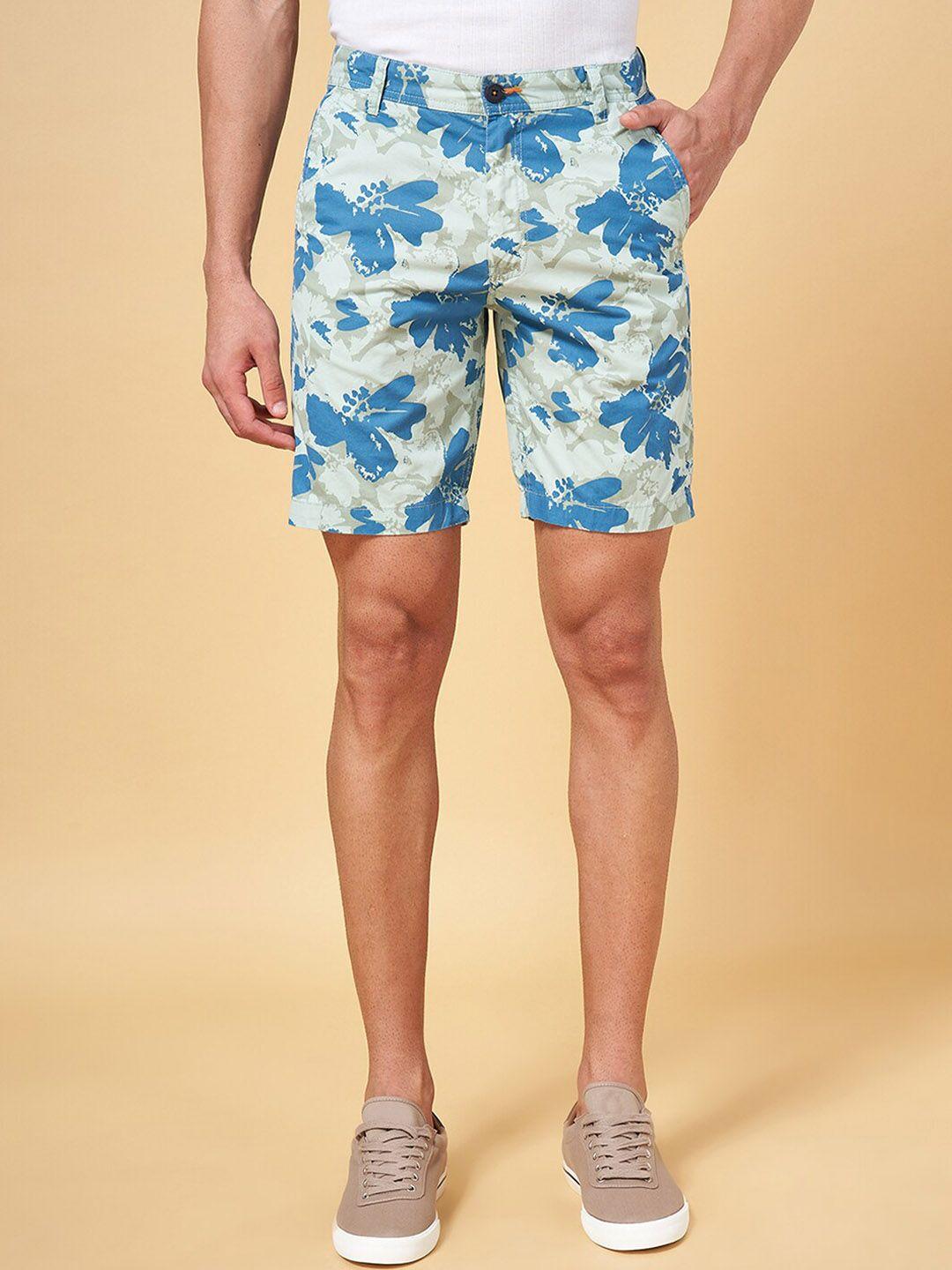 urban ranger by pantaloons men floral slim fit printed mid-rise cotton shorts