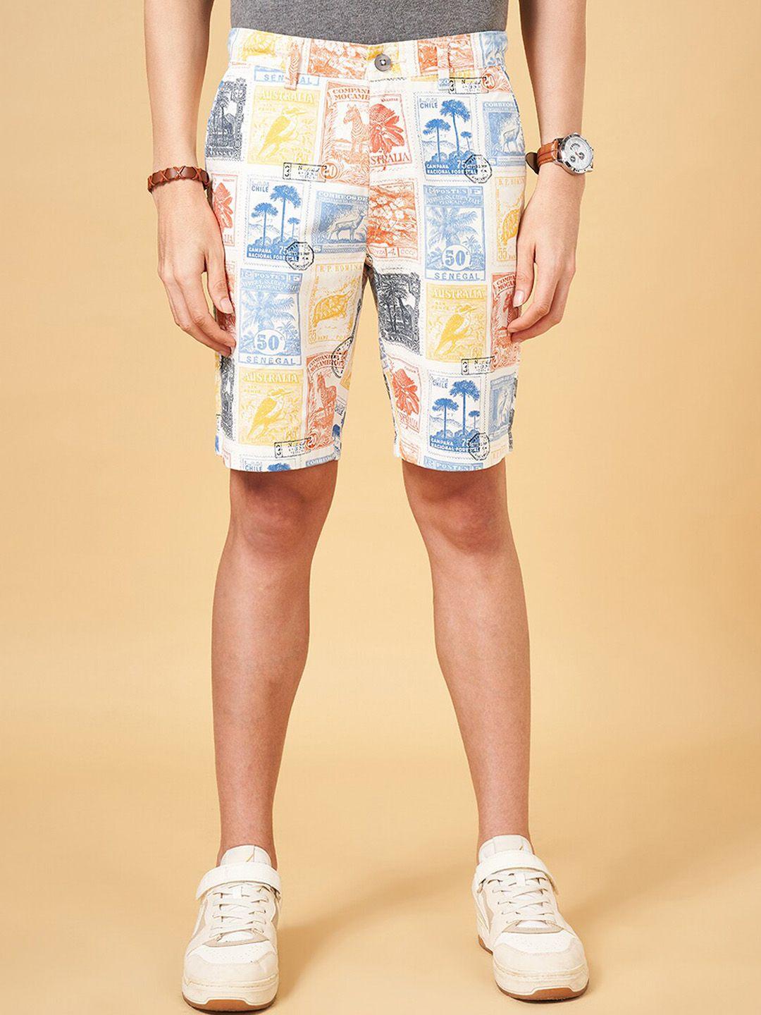urban ranger by pantaloons men graphic printed slim fit pure cotton shorts