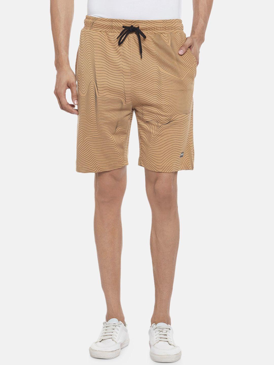 urban ranger by pantaloons men khaki printed slim fit pure cotton chino shorts