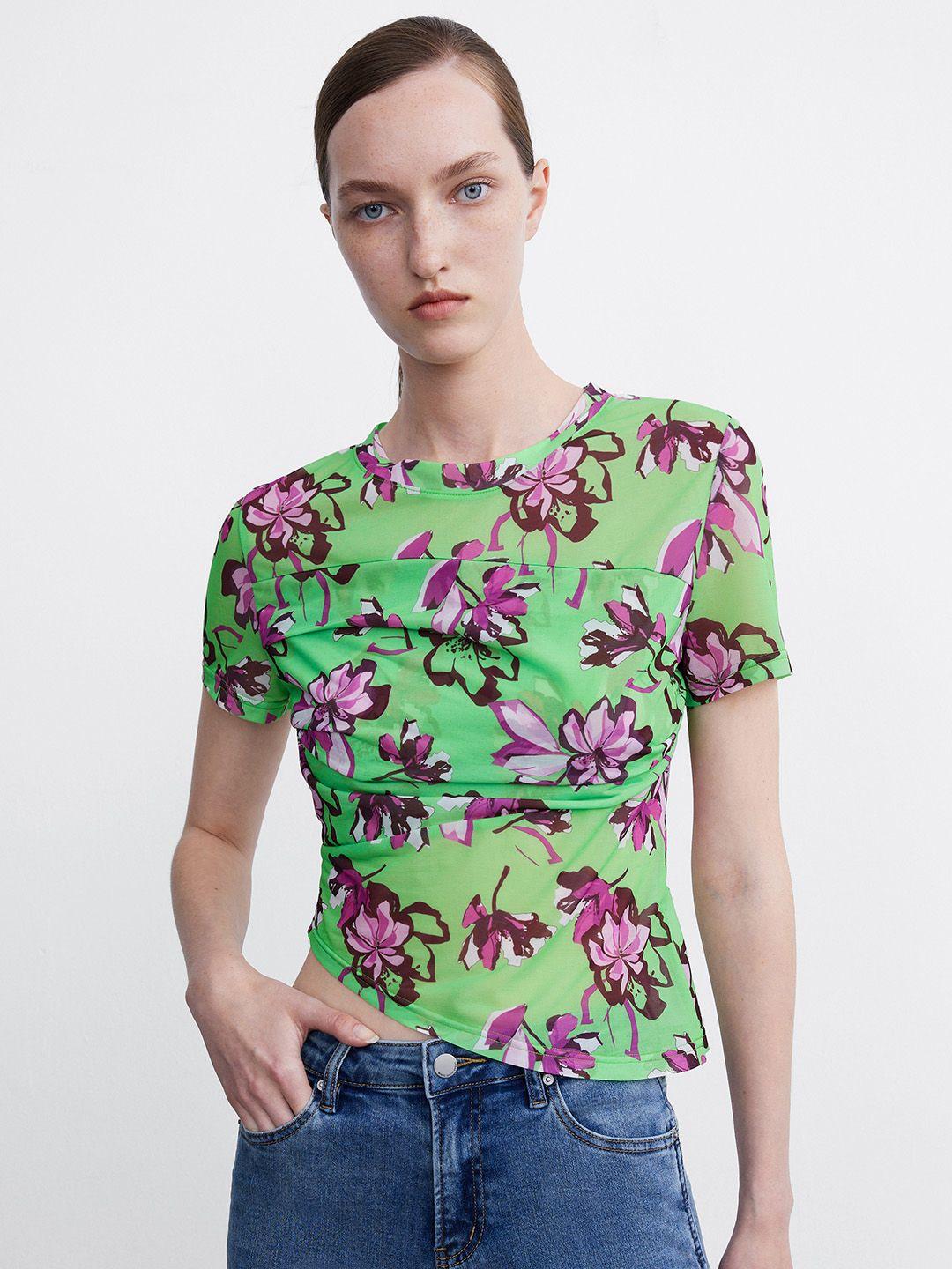 urban revivo asymmetrical hem floral print top