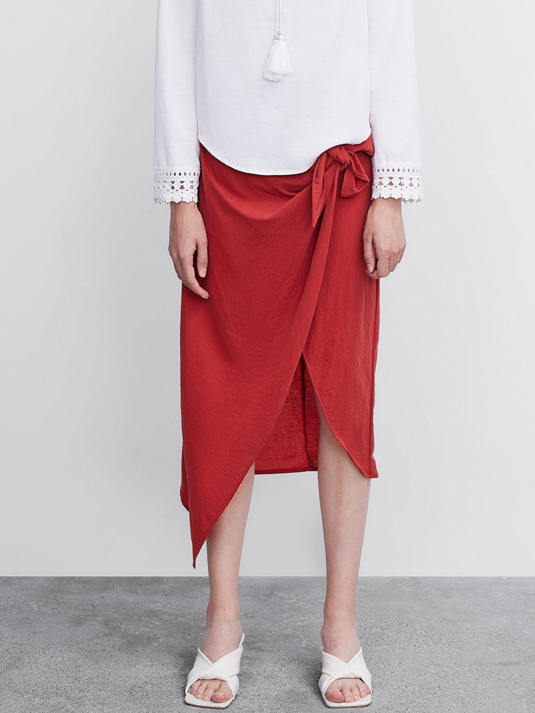 urban revivo knitted wrap around skirt