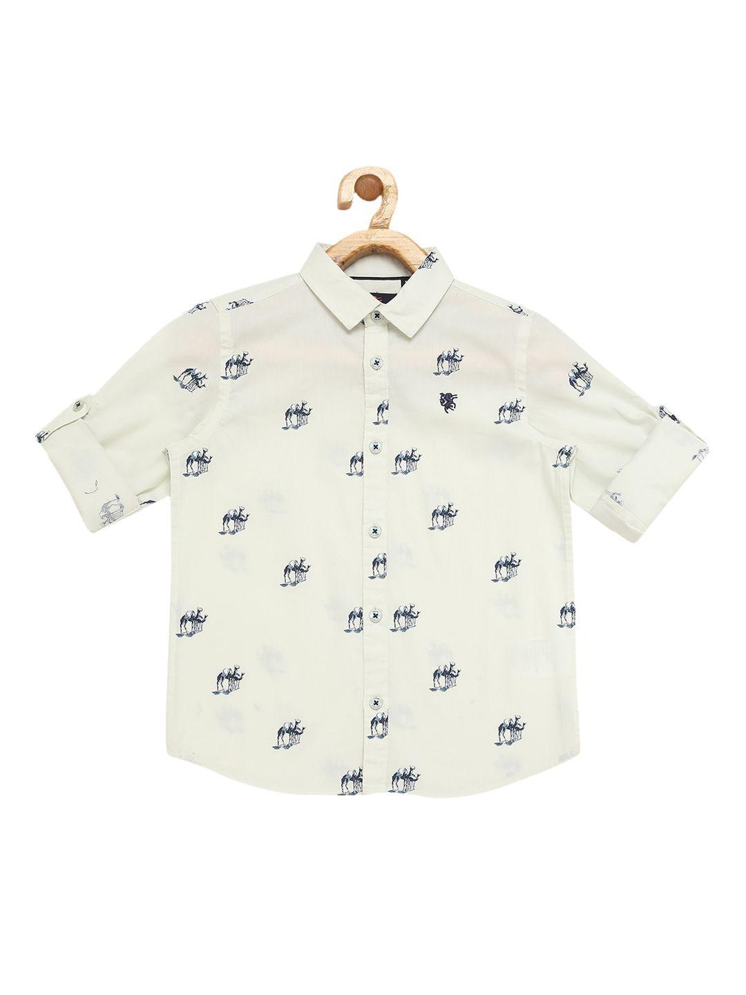 urban scottish boys white printed casual shirt