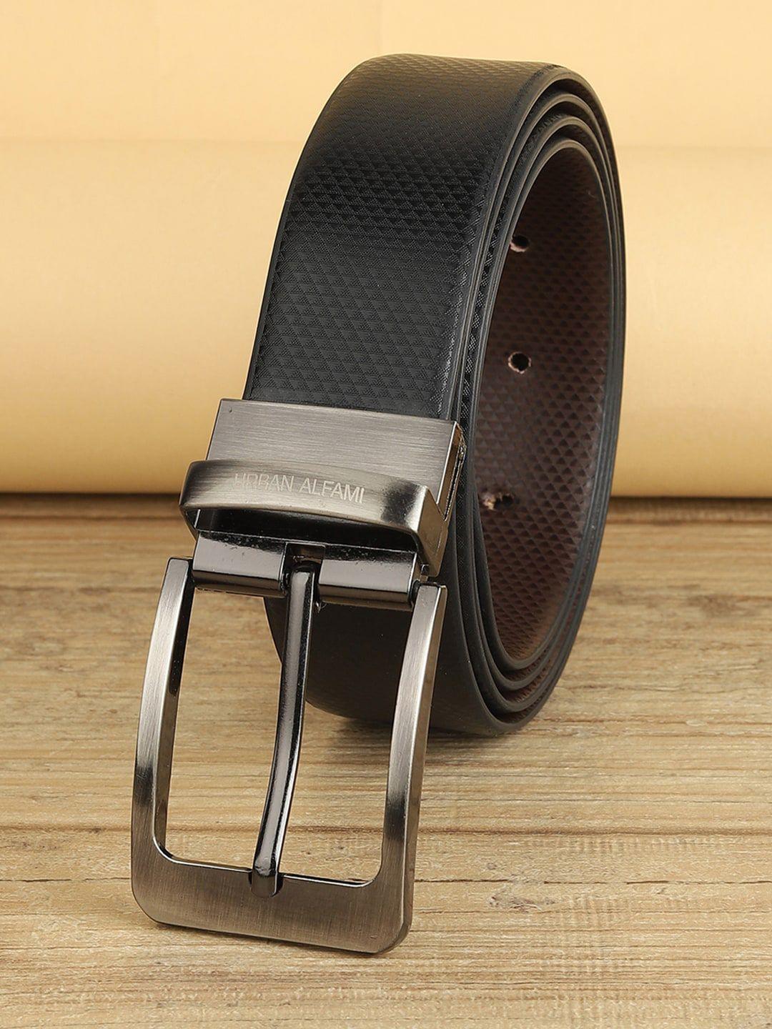 urban alfami men textured pu reversible formal belt