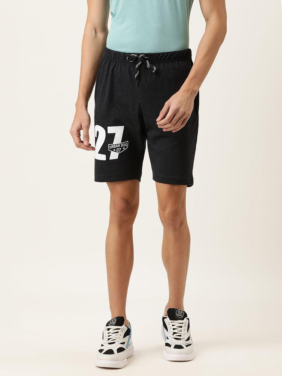 urban dog men charcoal printed regular fit sports shorts