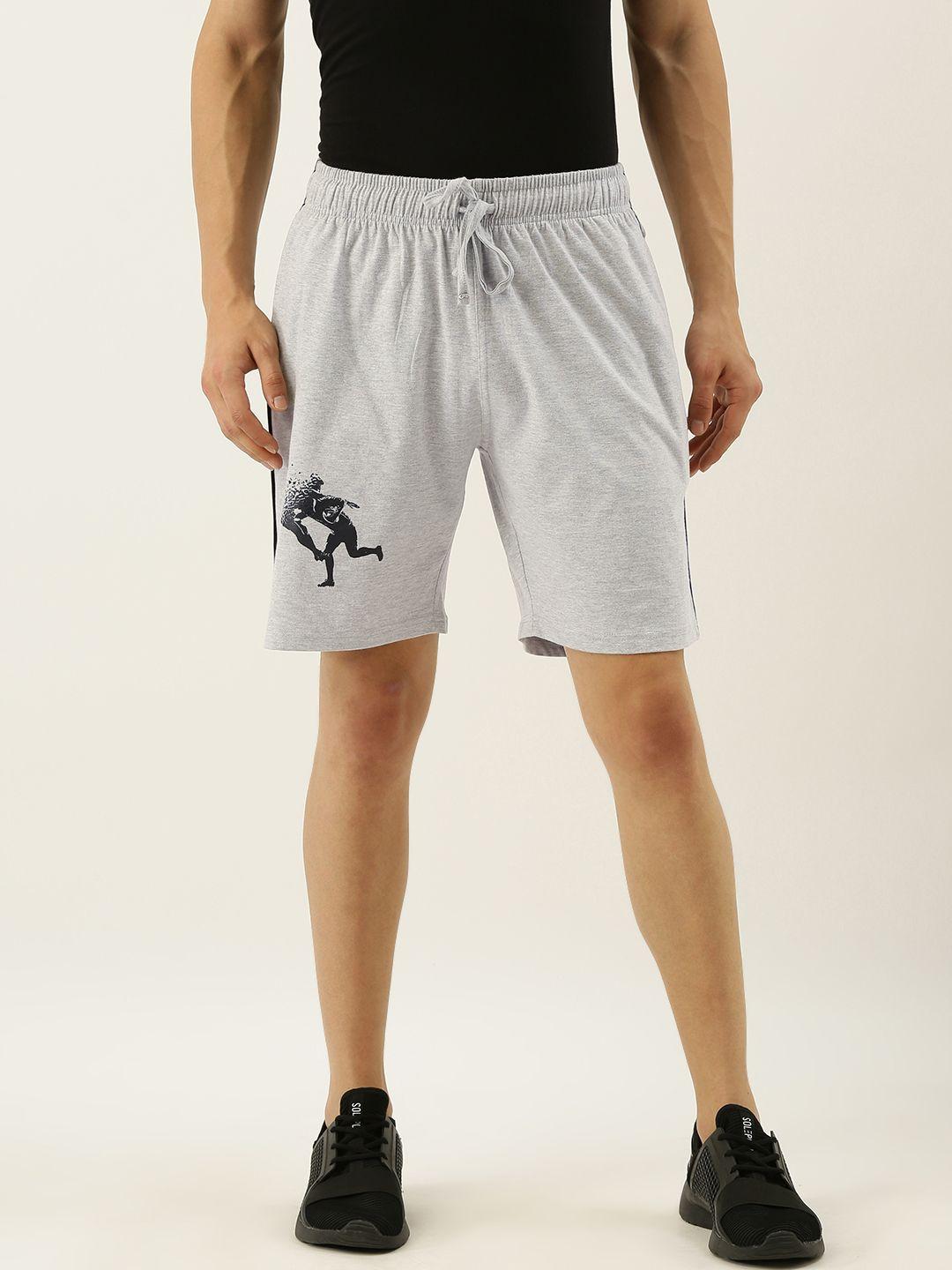 urban dog men grey printed regular fit regular shorts