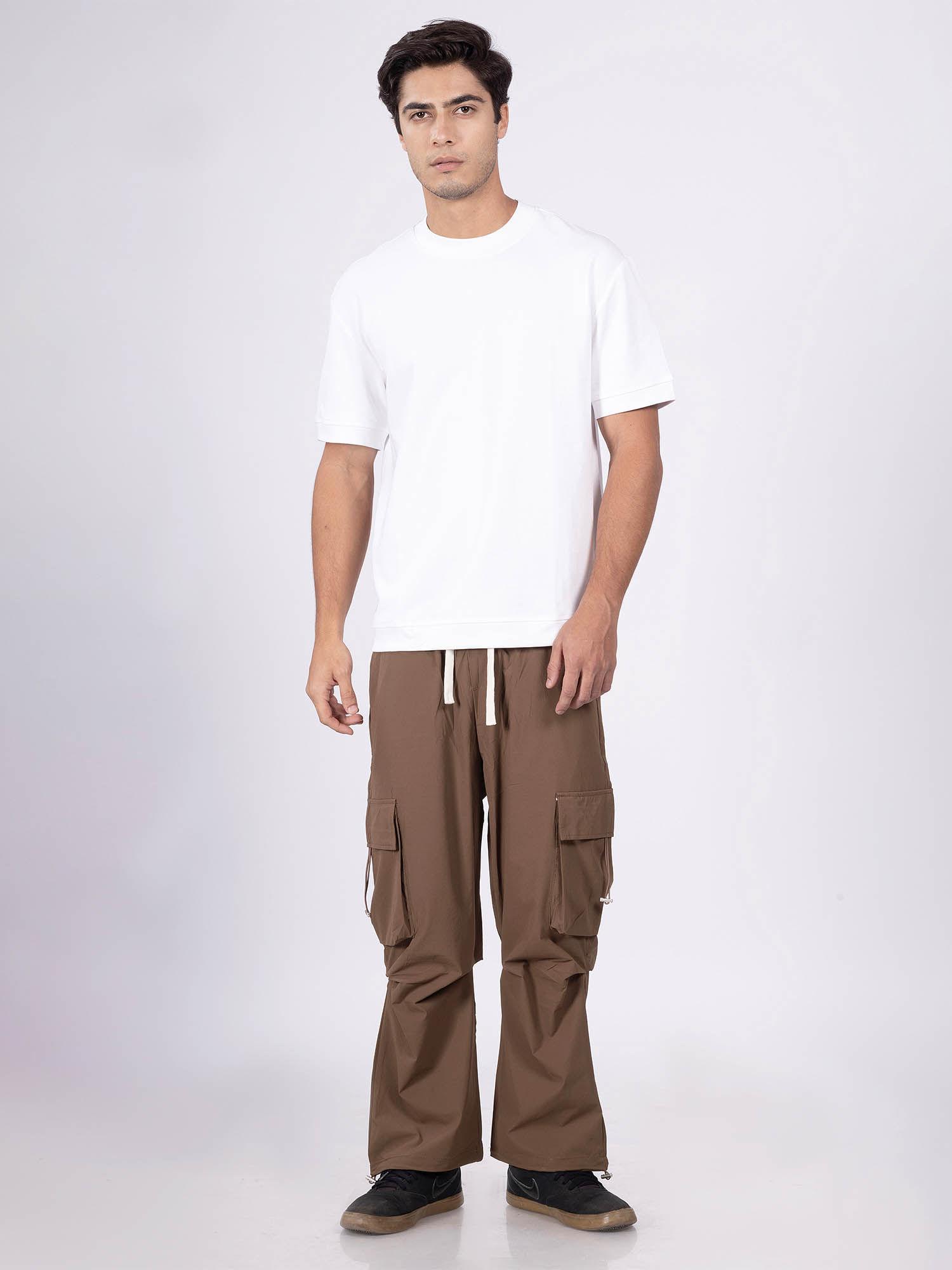 urban ease white loose fit solid t-shirt