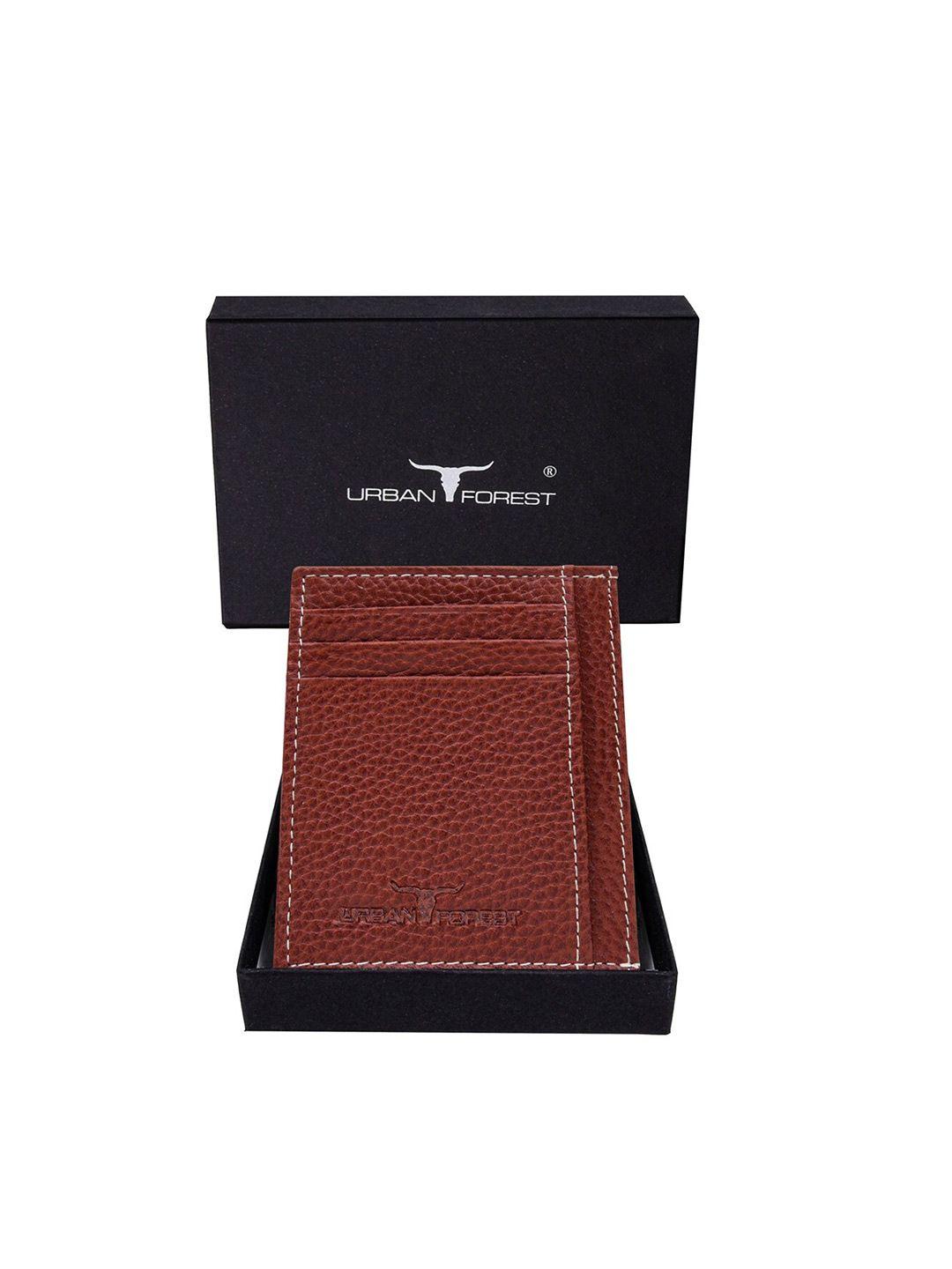 urban forest abstract textured leather card holder