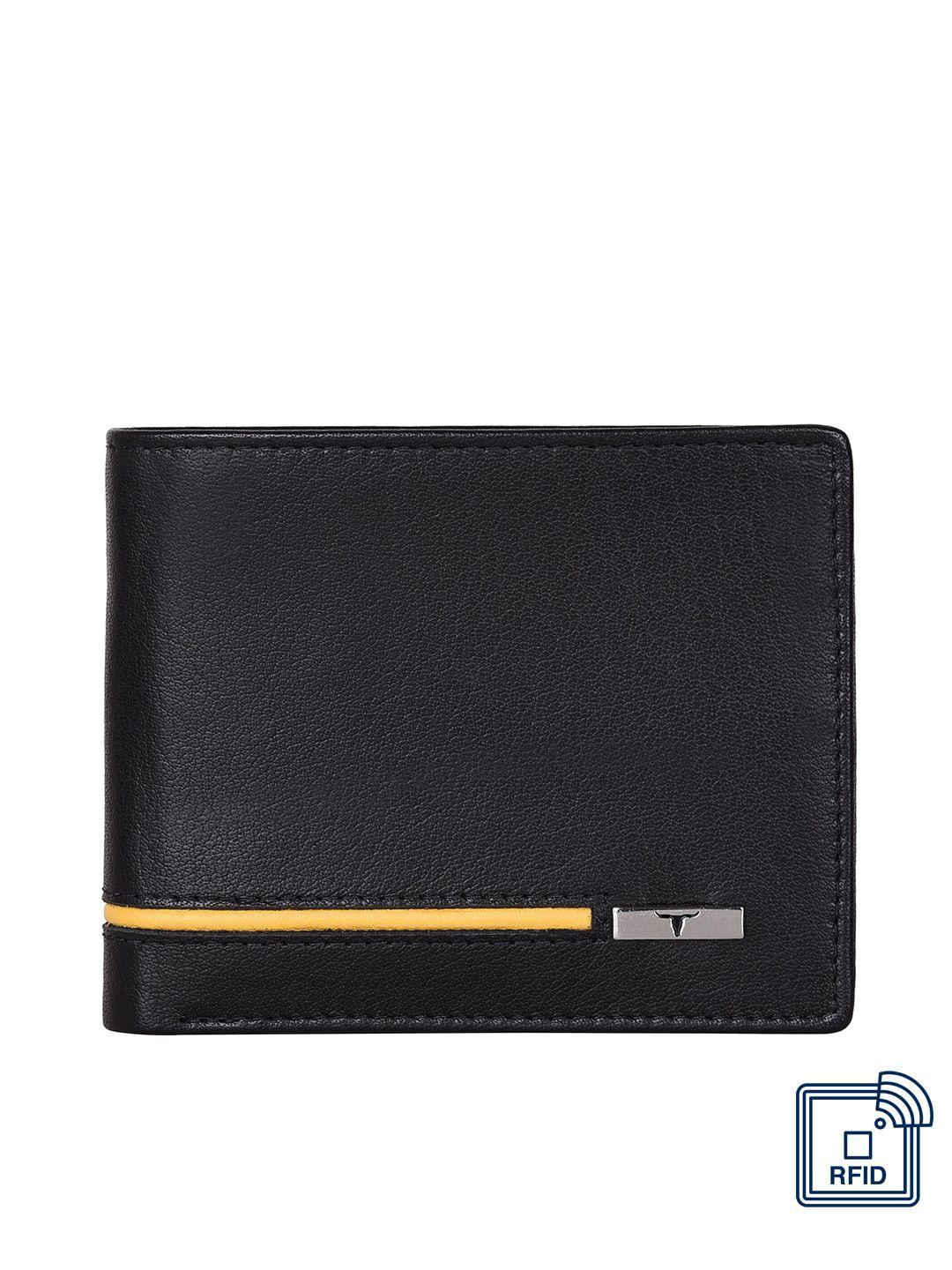 urban forest men black leather rfid two fold wallet