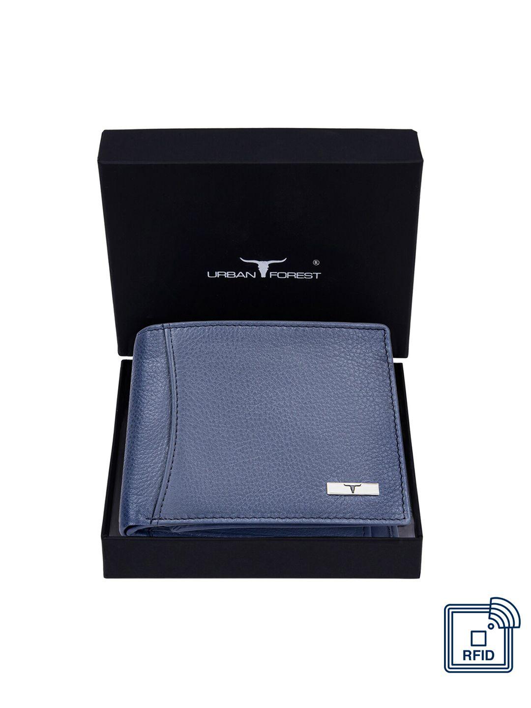 urban forest men blue leather two fold wallet