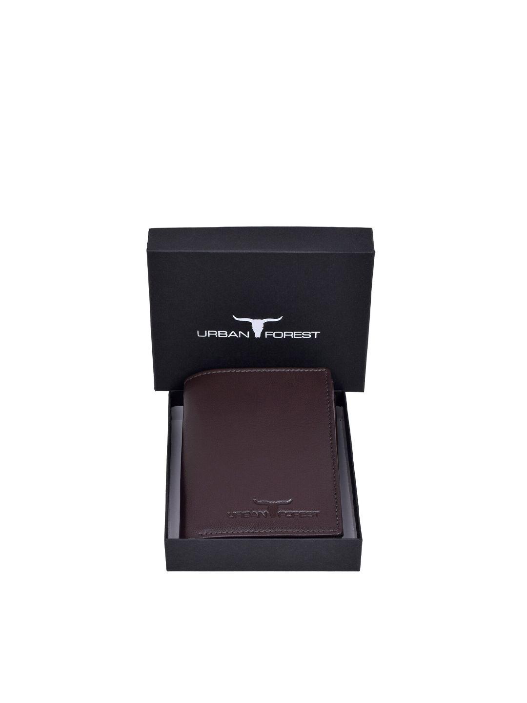 urban forest men brown leather three fold wallet