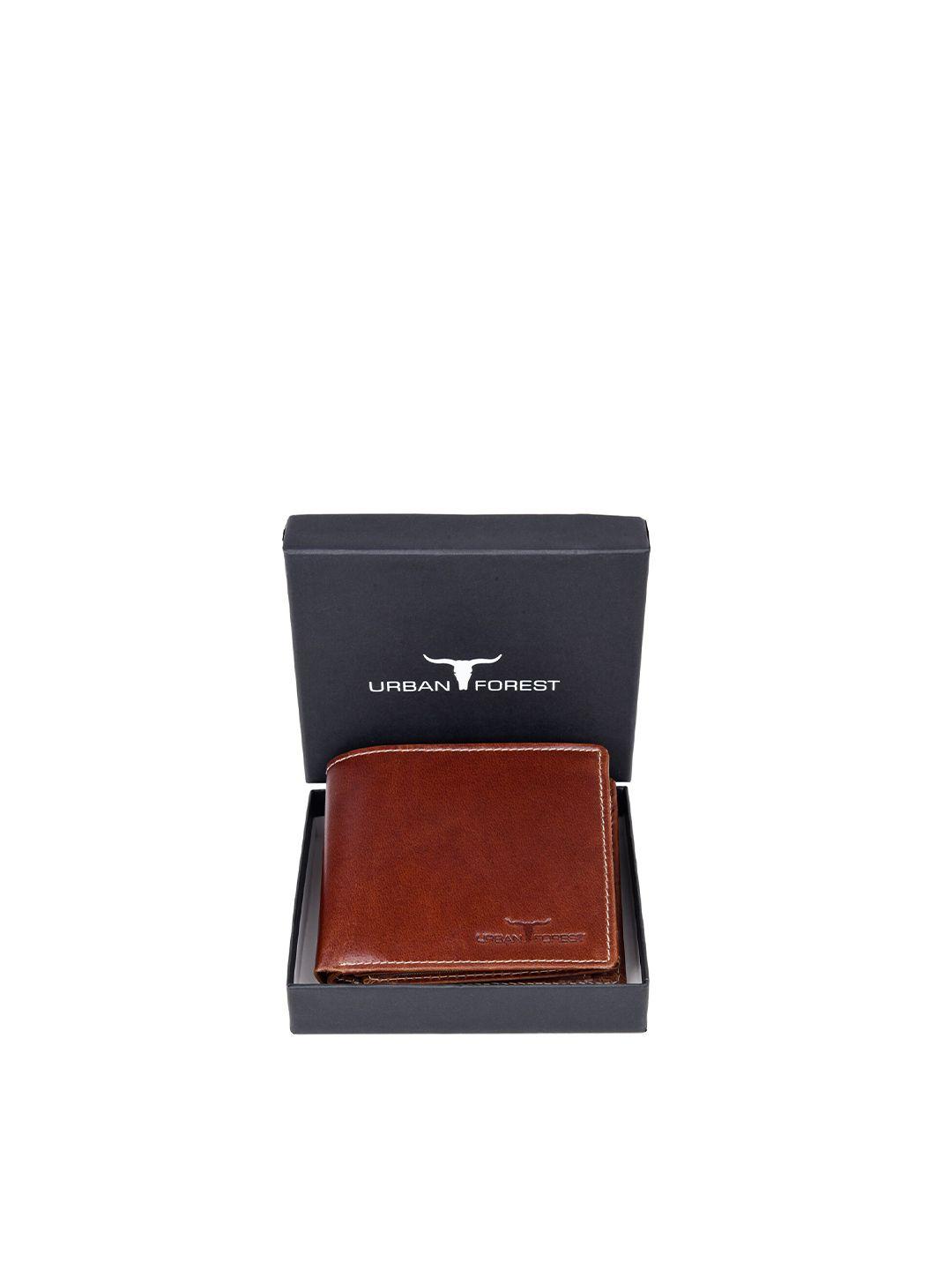 urban forest men camel brown leather two fold wallet