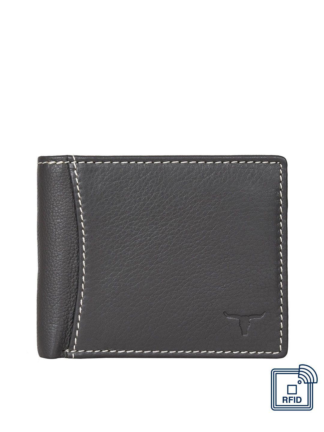 urban forest men grey leather two fold wallet