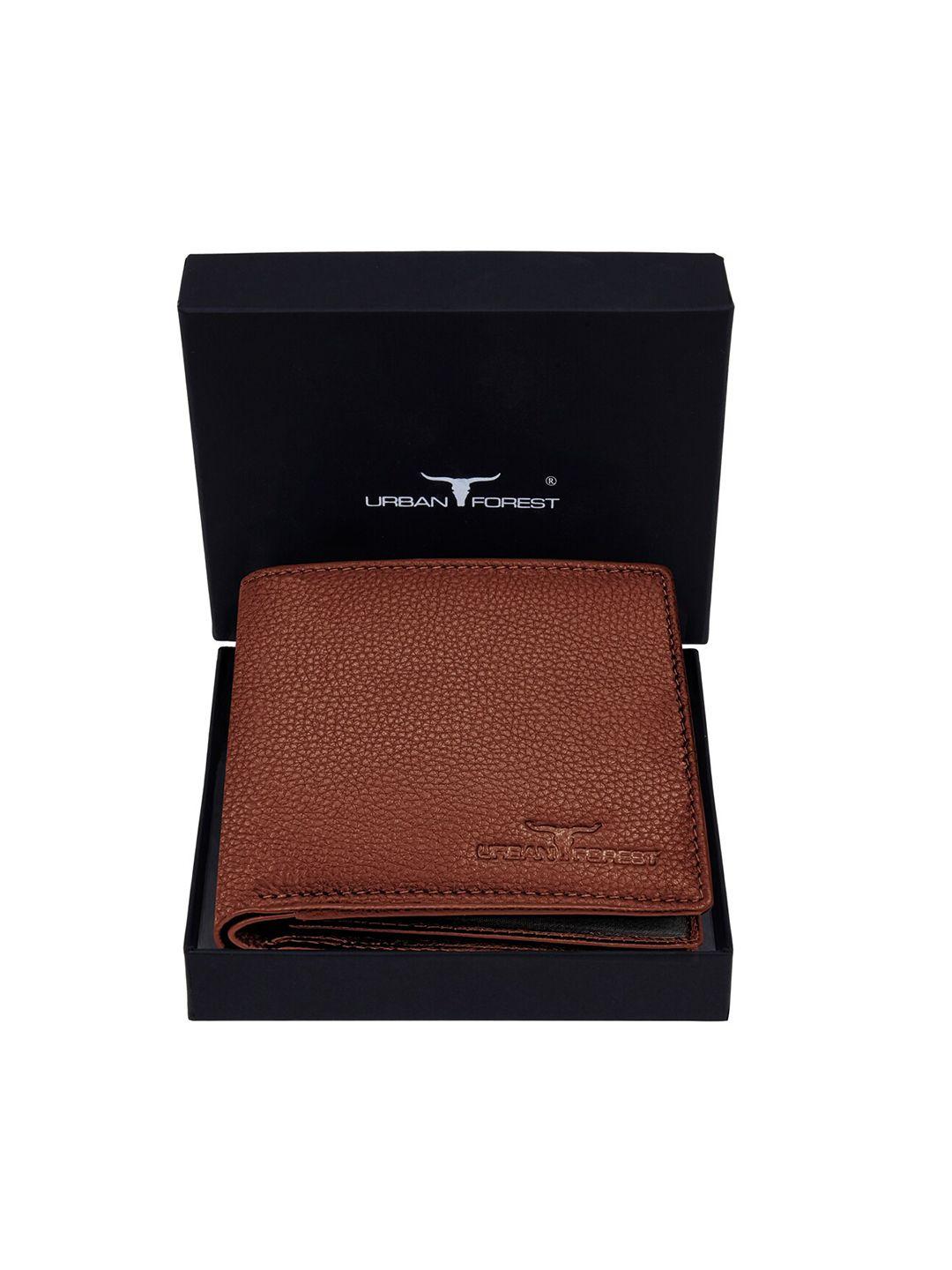 urban forest men tan leather two fold wallet