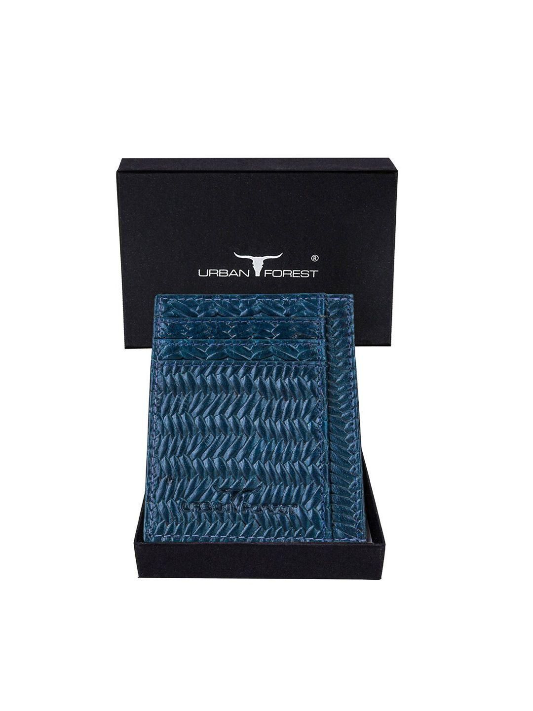 urban forest men textured leather rfid card holder