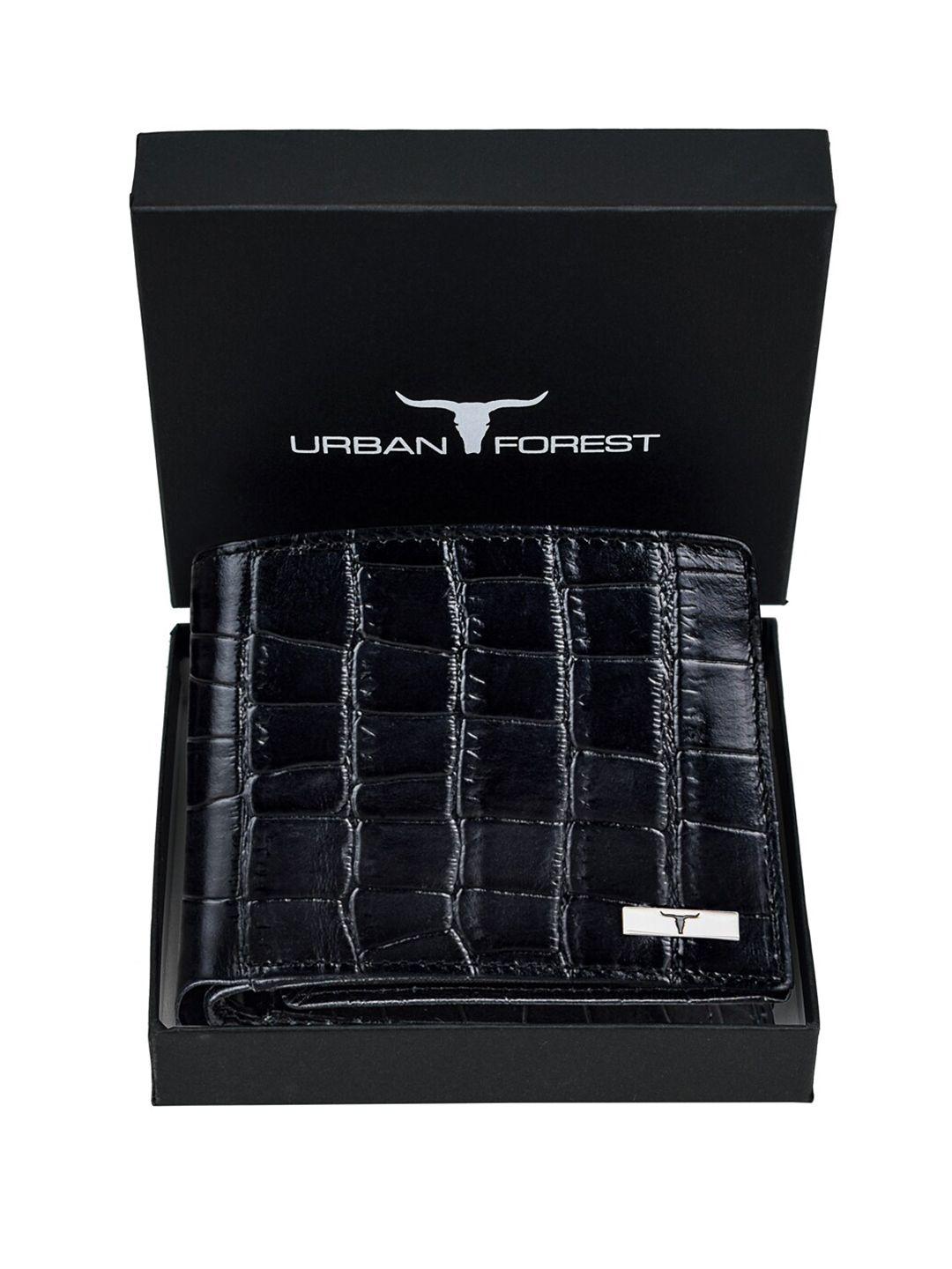 urban forest men textured leather two fold wallet