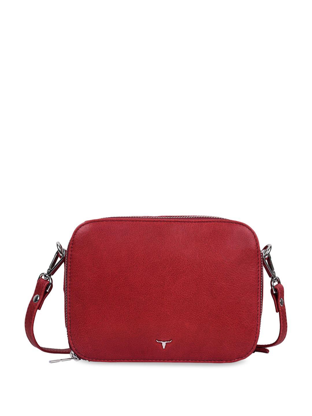 urban forest red leather sling bag