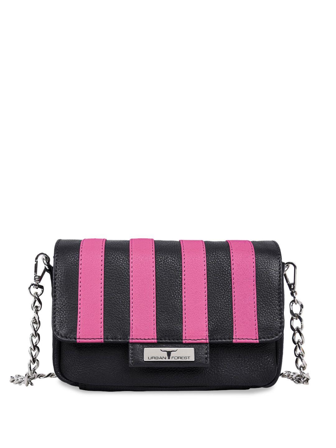 urban forest striped structured leather sling bag