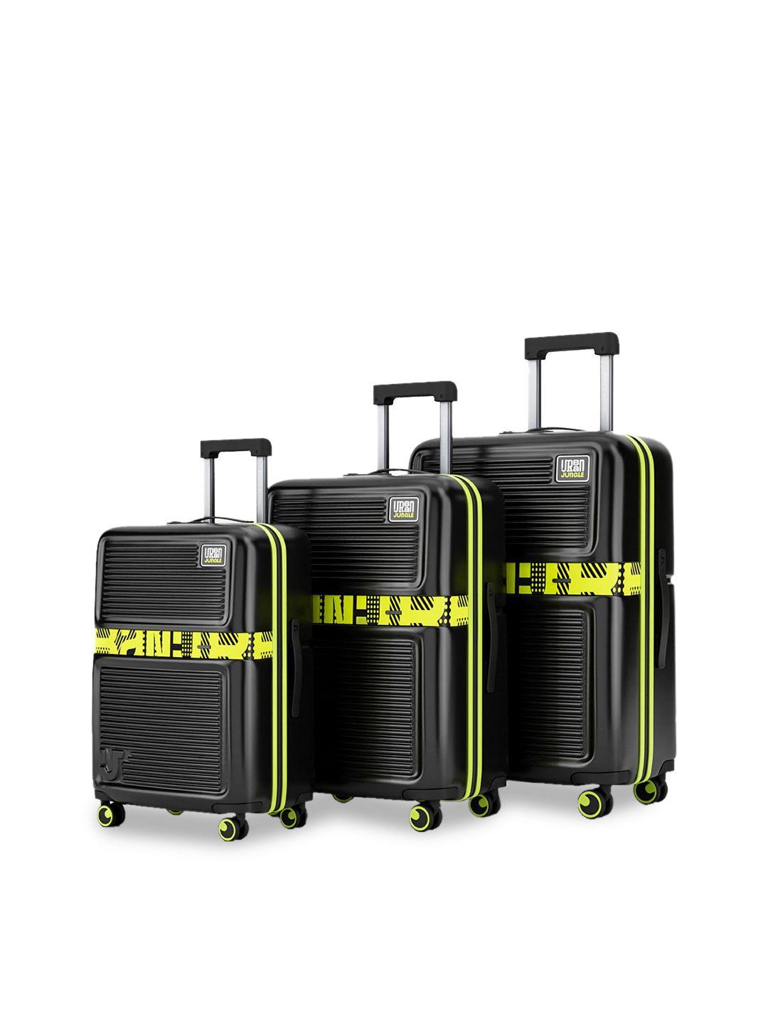 urban jungle set of 3 textured hard sided trolley suitcase