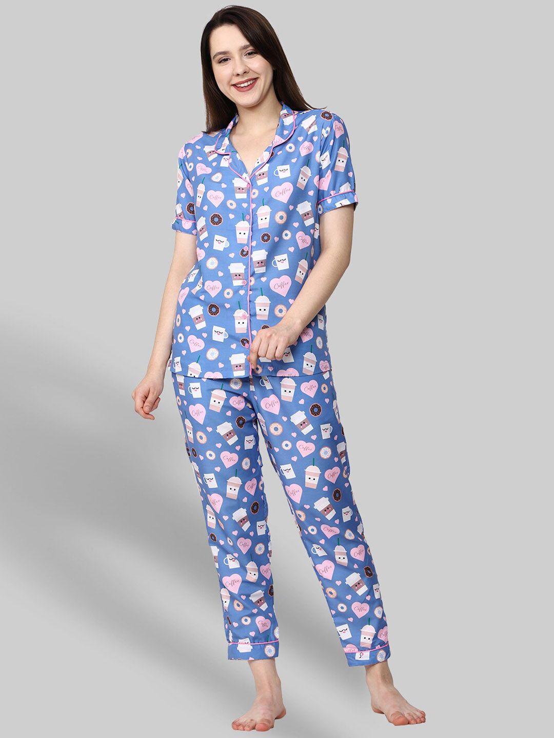 urban komfort conversational printed pure cotton night suit