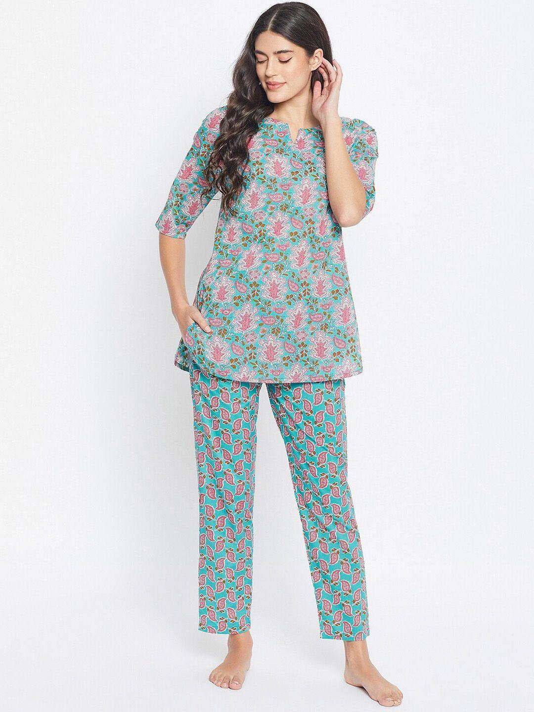 urban komfort floral printed pure cotton night suit