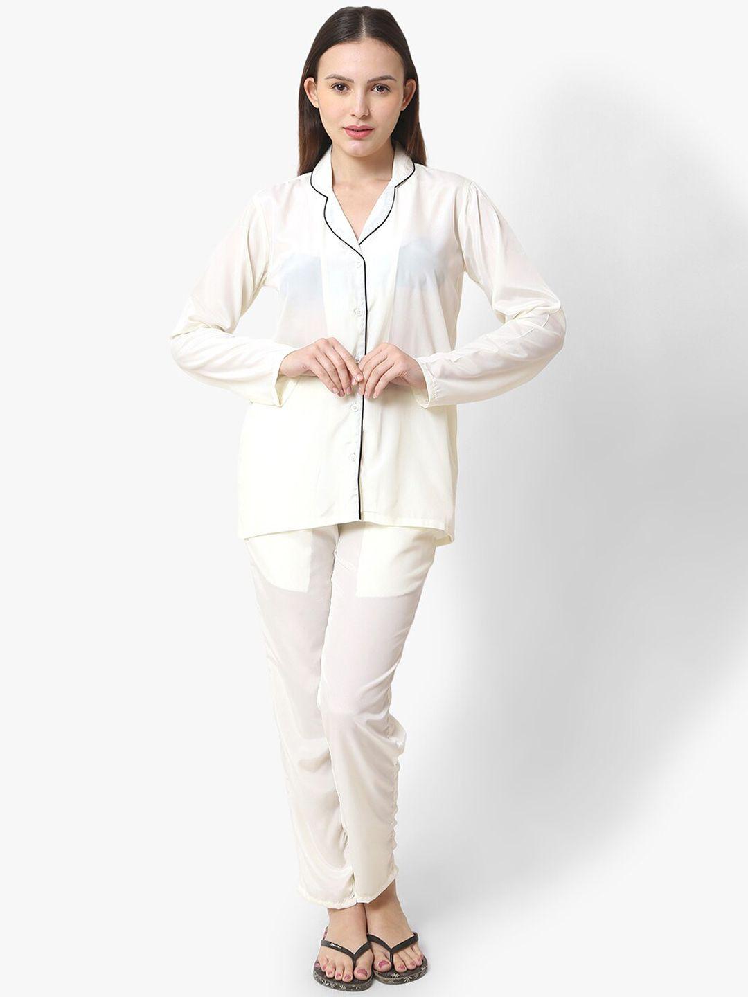 urban komfort lapel collar satin shirt with pyjamas