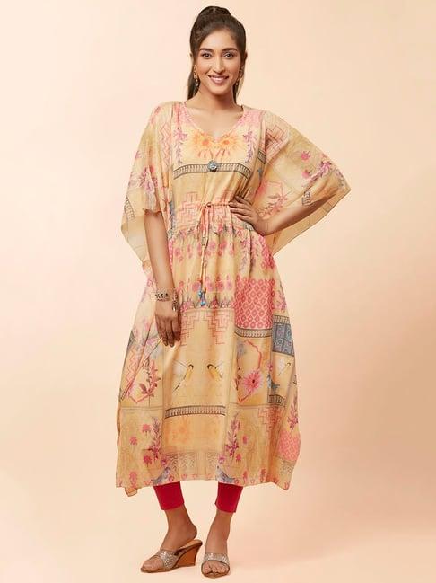 urban mystic multicolor printed a line kaftan kurta