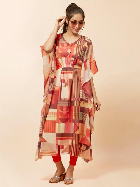 urban mystic multicolor printed a line kaftan kurta