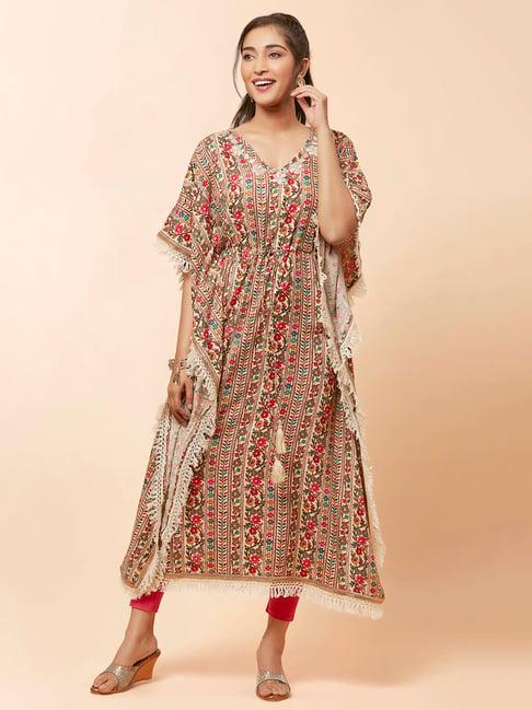 urban mystic multicolor printed a line kaftan kurta