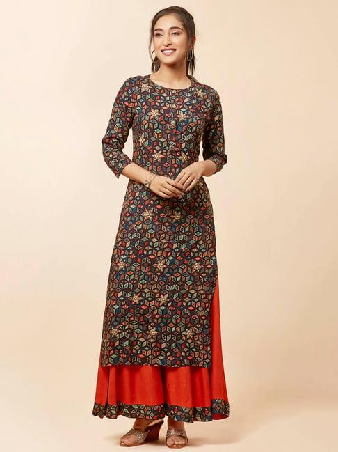 urban mystic multicolor printed kurta & palazzo set