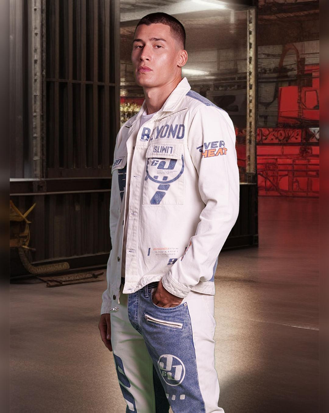 urban racers by jack&jones white colourblocked denim jacket