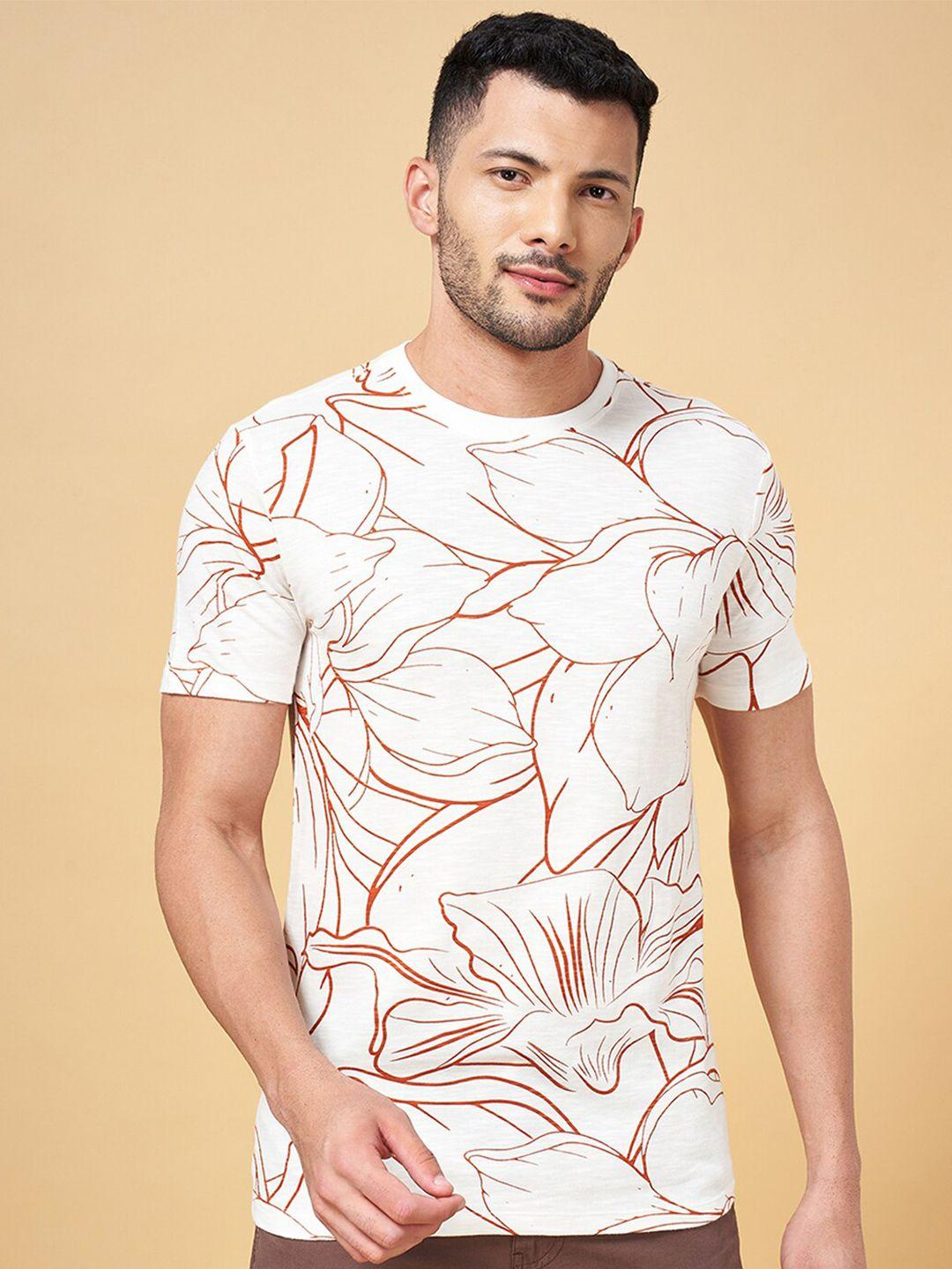 urban ranger by pantaloon floral printed cotton slim fit t-shirt