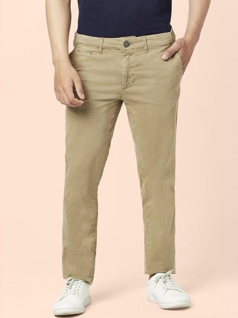 urban ranger by pantaloons beige slim fit trousers