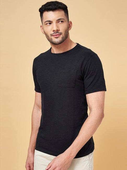 urban ranger by pantaloons black cotton slim fit t-shirt