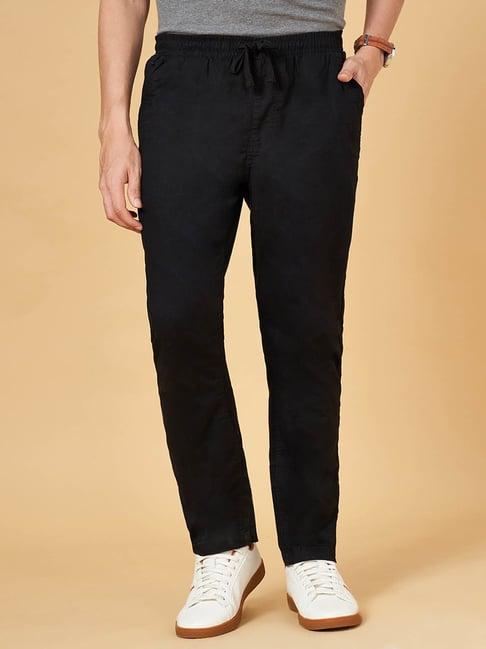 urban ranger by pantaloons black cotton slim fit trousers