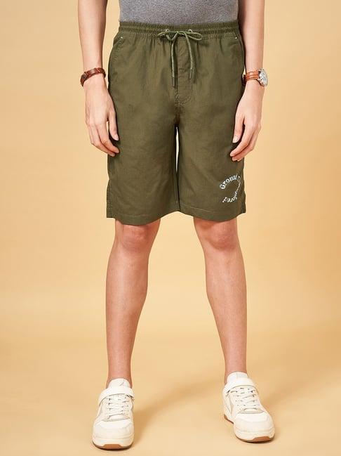 urban ranger by pantaloons bluish olive cotton slim fit shorts