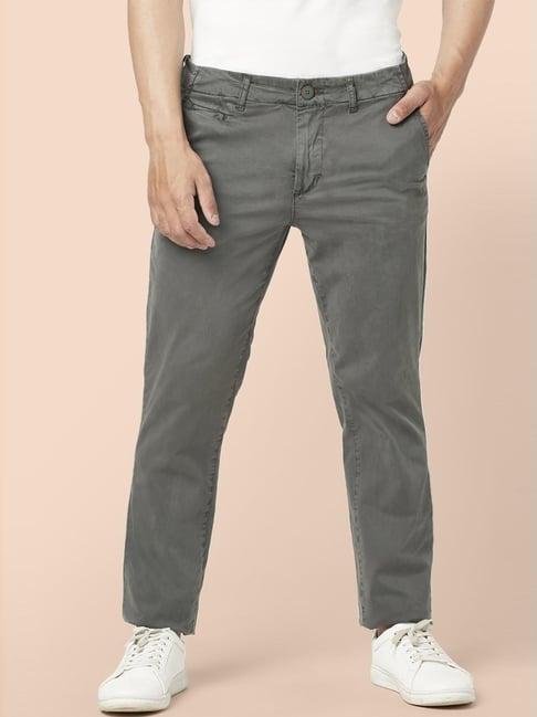 urban ranger by pantaloons dark grey slim fit trousers