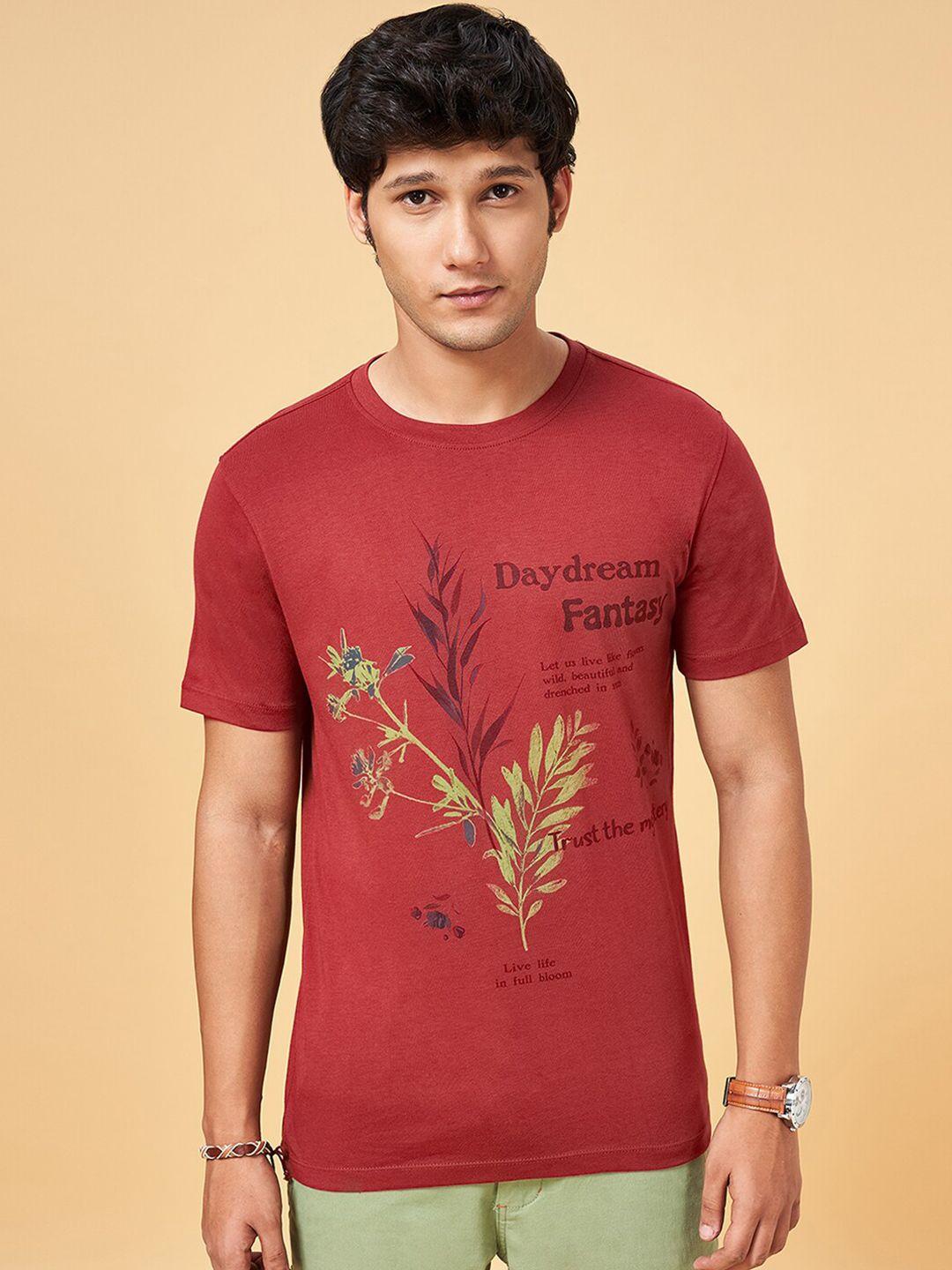 urban ranger by pantaloons floral printed cotton slim fit t-shirt