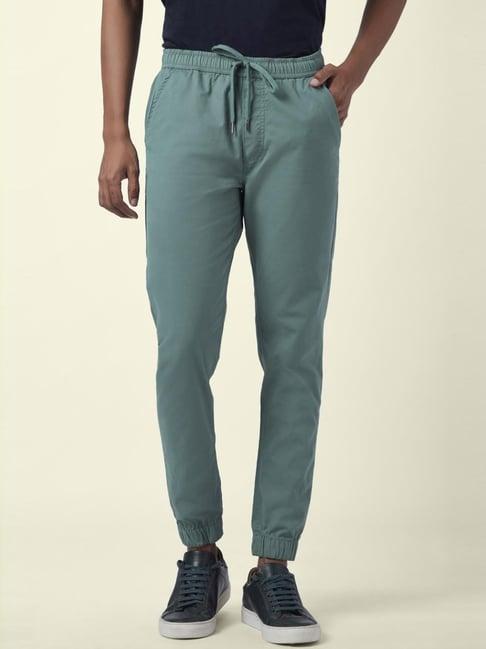 urban ranger by pantaloons forest green cotton slim fit jogger pants