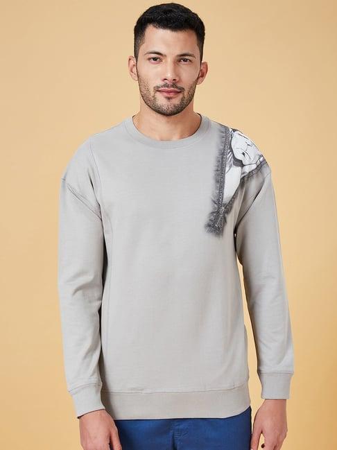 urban ranger by pantaloons grey cotton regular fit printed sweatshirt