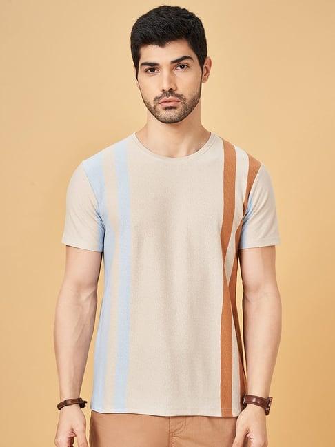 urban ranger by pantaloons jet stream slim fit striped t-shirt